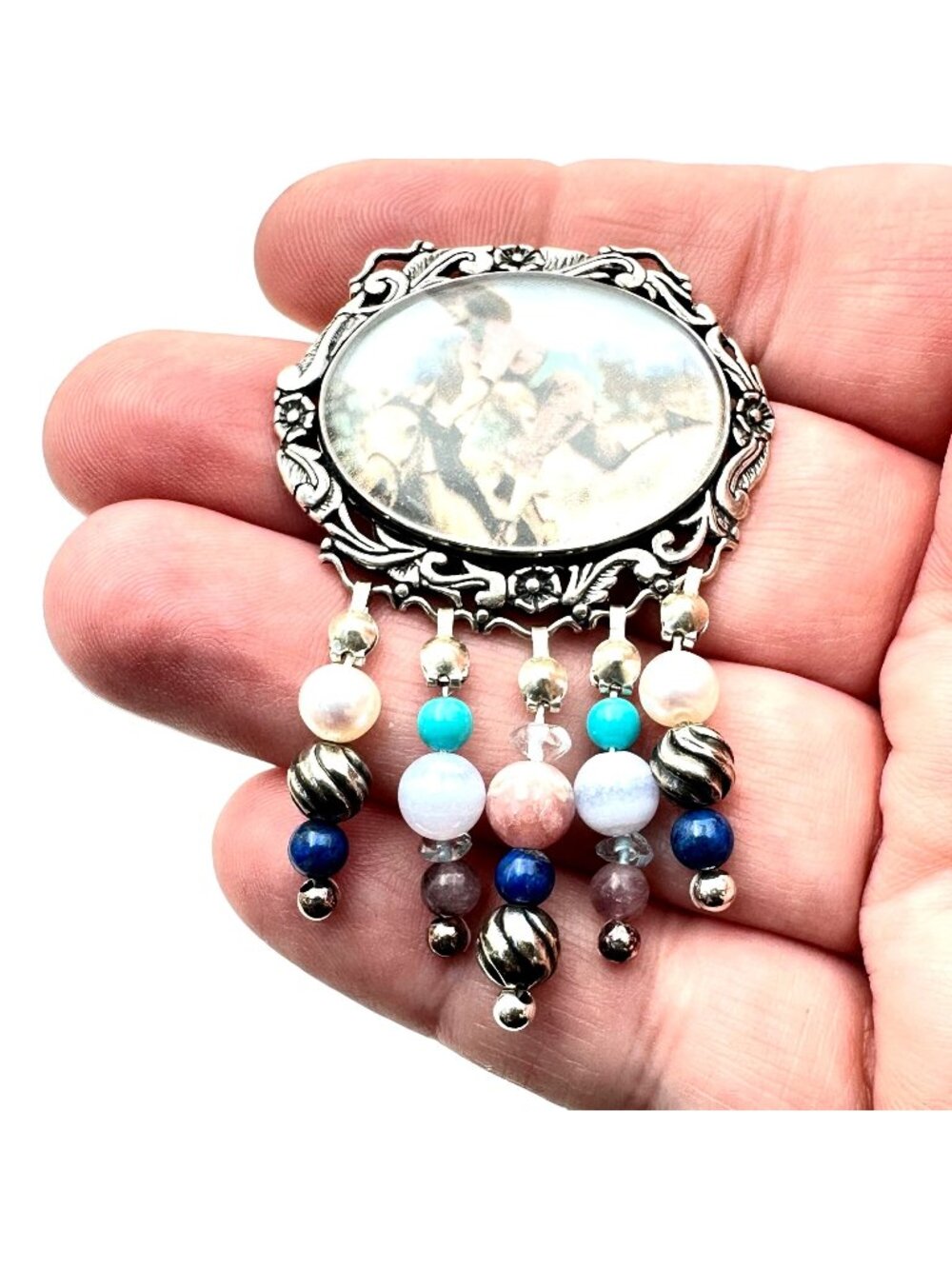Carolyn Pollack Relios Sterling Silver Beaded Brooch Pin Southwest